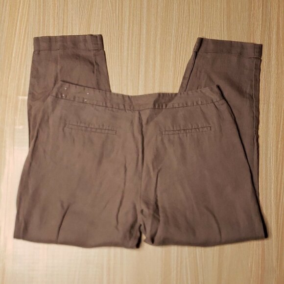 Loft Brown Linen Womens Pants 4 - Picture 2 of 7